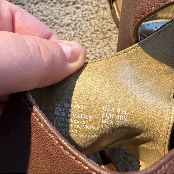 DexFlex Comfort Open Toe Brown & Shiny Copper Ankle Strap Sandals Size 8.5 - Picture 8 of 12